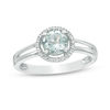 Thumbnail Image 0 of 5.7mm Aquamarine and Diamond Accent Frame Split Shank Ring in Sterling Silver