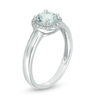 Thumbnail Image 1 of 5.7mm Aquamarine and Diamond Accent Frame Split Shank Ring in Sterling Silver