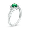 Thumbnail Image 2 of 5.7mm Lab-Created Emerald and Diamond Accent Frame Split Shank Ring in Sterling Silver