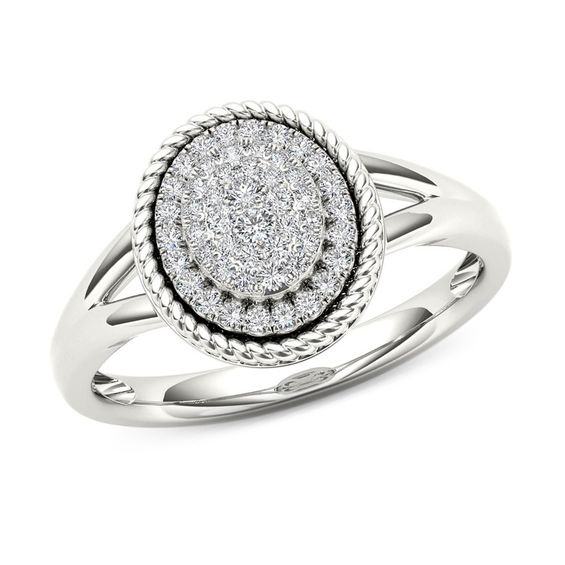 1/5 CT. T.W. Composite Diamond Rope Frame Split Shank Ring in 10K White Gold 1/5 CT. T.W. Composite Diamond Rope Frame Split Shank Ring in 10K White Gold