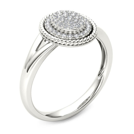1/5 CT. T.W. Composite Diamond Rope Frame Split Shank Ring in 10K White Gold 1/5 CT. T.W. Composite Diamond Rope Frame Split Shank Ring in 10K White Gold