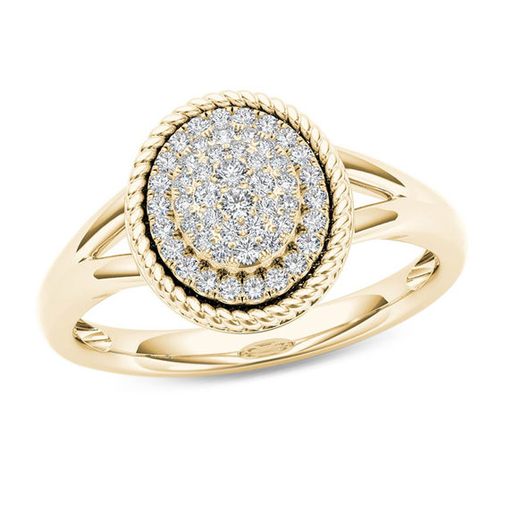 1/5 CT. T.w. Multi-Diamond Rope Frame Split Shank Ring in 10K Gold