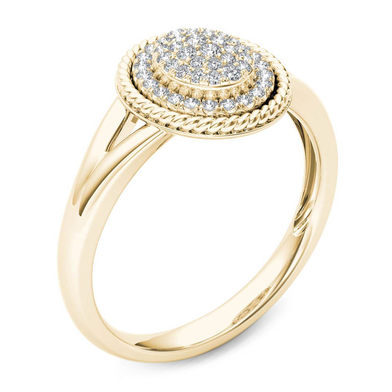 Main Image 2 of 1/5 CT. T.W. Multi-Diamond Rope Frame Split Shank Ring in 10K Gold