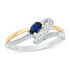 Thumbnail Image 1 of Oval Lab-Created Blue Sapphire and Diamond Accent Bypass Ring in Sterling Silver and 10K Gold