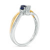 Thumbnail Image 2 of Oval Lab-Created Blue Sapphire and Diamond Accent Bypass Ring in Sterling Silver and 10K Gold