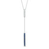 Thumbnail Image 0 of Lab-Created Blue and White Sapphire Double Bar Lariat-Style Necklace in Sterling Silver - 36"