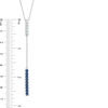 Thumbnail Image 1 of Lab-Created Blue and White Sapphire Double Bar Lariat-Style Necklace in Sterling Silver - 36"