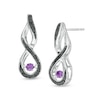 Thumbnail Image 0 of Amethyst and 0.15 CT. T.W. Black Diamond Infinity Drop Earrings in Sterling Silver