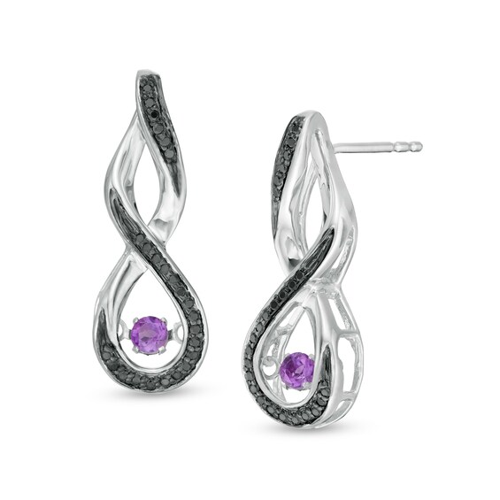 Unstoppable Love™ Amethyst and 1/6 CT. T.W. Enhanced Black Diamond Infinity Drop Earrings in Sterling Silver Unstoppable Love™ Amethyst and 1/6 CT. T.W. Enhanced Black Diamond Infinity Drop Earrings in Sterling Silver
