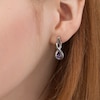 Thumbnail Image 1 of Amethyst and 0.15 CT. T.W. Black Diamond Infinity Drop Earrings in Sterling Silver