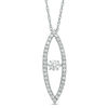 Thumbnail Image 0 of Lab-Created White Sapphire and 0.15 CT. T.W. Diamond Marquise Pendant in Sterling Silver