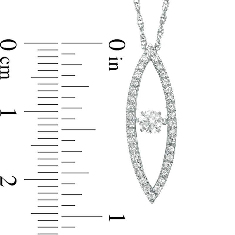 Lab-Created White Sapphire and 0.15 CT. T.W. Diamond Marquise Pendant in Sterling Silver