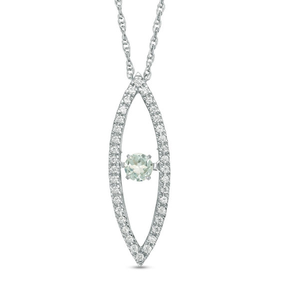 Aquamarine and 0.15 CT. T.w. Diamond Marquise Pendant in Sterling Silver