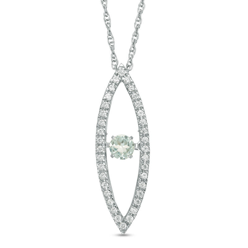 Aquamarine and 0.15 CT. T.W. Diamond Marquise Pendant in Sterling Silver