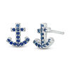 Thumbnail Image 0 of Lab-Created Blue Sapphire Anchor Stud Earrings in Sterling Silver