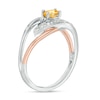 Thumbnail Image 2 of Oval Citrine and Diamond Accent Split Shank Ring in Sterling Silver and 10K Rose Gold