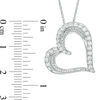 Thumbnail Image 2 of Lab-Created White Sapphire and 1/10 CT. T.W. Diamond Tilted Heart Pendant in Sterling Silver