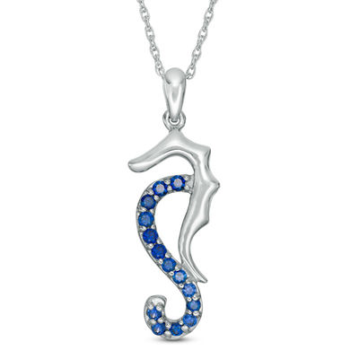 Blue Sapphire Seahorse Pendant 