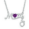 Thumbnail Image 0 of 3.8mm Heart-Shaped Amethyst "MOM" Necklace in Sterling Silver