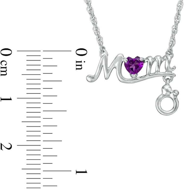 3.8mm Heart-Shaped Amethyst "MOM" Necklace in Sterling Silver