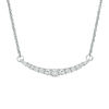 Thumbnail Image 0 of Lab-Created White Sapphire Curved Bar Necklace in Sterling Silver