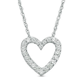 Lab-Created White Sapphire Heart Pendant in Sterling Silver