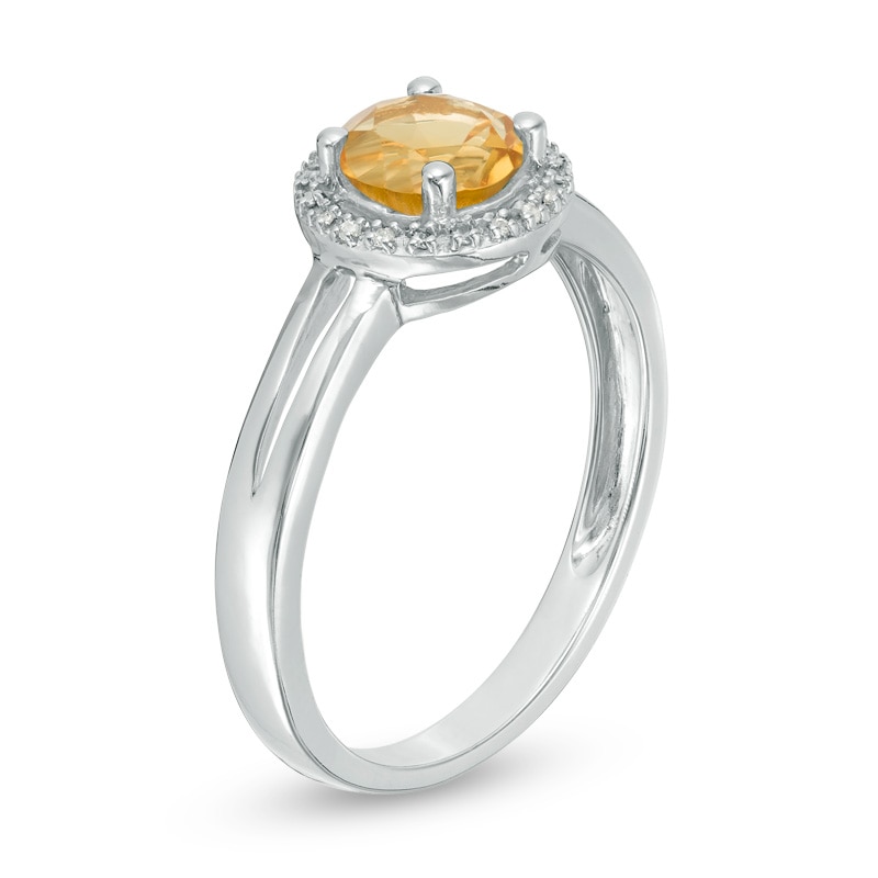 Main Image 2 of 5.7mm Citrine and Diamond Accent Frame Split Shank Ring in Sterling Silver