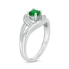 Thumbnail Image 2 of Lab-Created Emerald and 1/10 CT. T.W. Diamond Swirl Frame Split Shank Ring in Sterling Silver