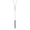 Thumbnail Image 1 of Lab-Created Blue and White Sapphire Double Bar Lariat-Style Necklace in Sterling Silver - 36"