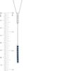 Thumbnail Image 2 of Lab-Created Blue and White Sapphire Double Bar Lariat-Style Necklace in Sterling Silver - 36"