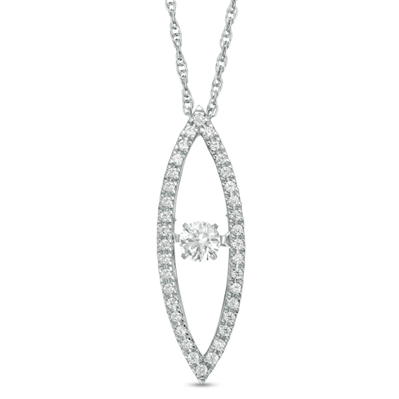 Unstoppable Love™ Lab-Created White Sapphire and 1/6 CT. T.w. Diamond Marquise Pendant in Sterling Silver