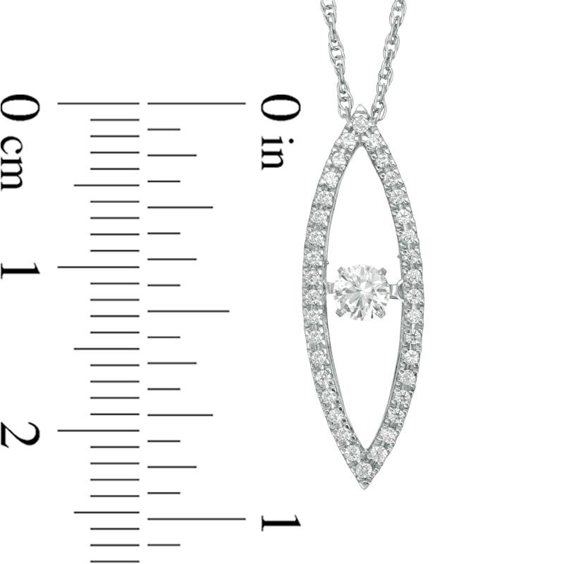 Main Image 2 of Unstoppable Love™ Lab-Created White Sapphire and 1/6 CT. T.W. Diamond Marquise Pendant in Sterling Silver