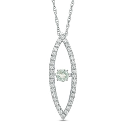 Unstoppable Love™ Aquamarine and 1/6 CT. T.W. Diamond Marquise Pendant in Sterling Silver