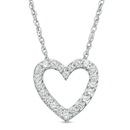 Lab-Created White Sapphire Heart Pendant in Sterling Silver