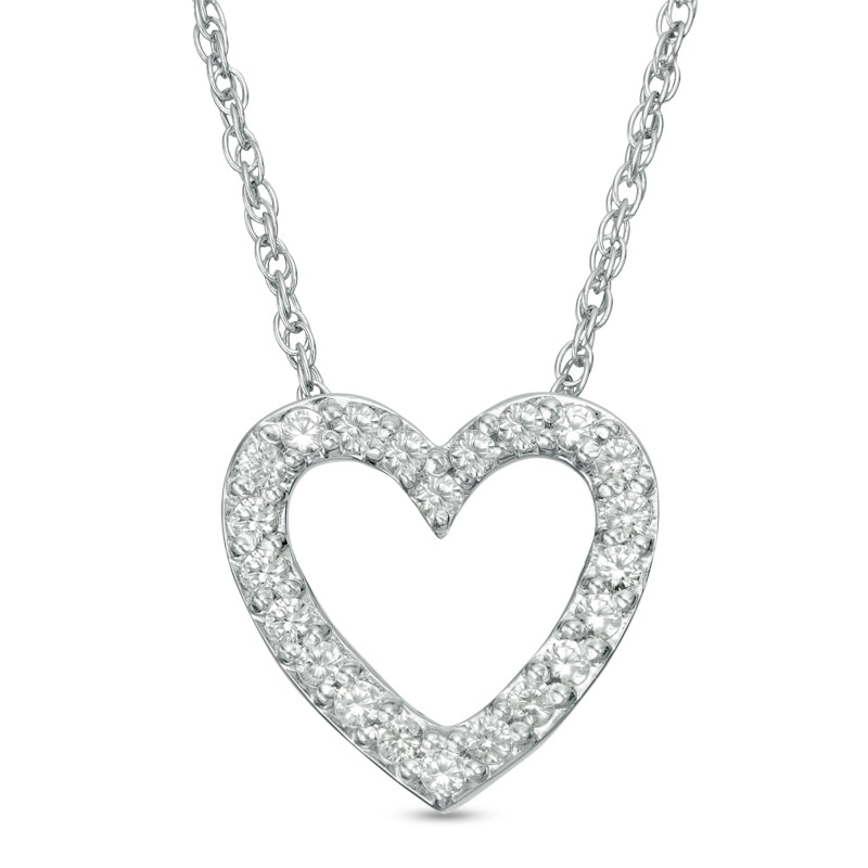Main Image 1 of Lab-Created White Sapphire Heart Pendant in Sterling Silver