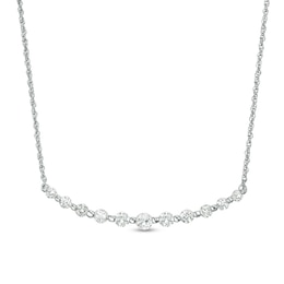 Lab-Created White Sapphire Necklace in 10K White Gold