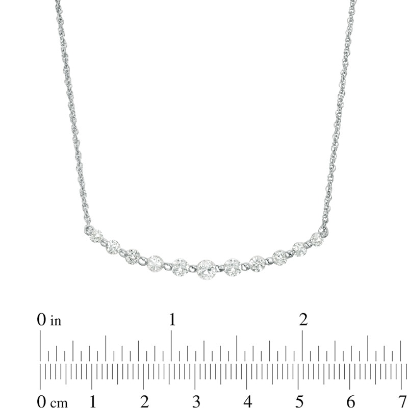 Main Image 2 of Lab-Created White Sapphire Necklace in 10K White Gold
