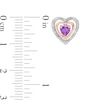 Thumbnail Image 2 of 4.0mm Amethyst and Diamond Accent Heart Stud Earrings in Sterling Silver and 10K Rose Gold