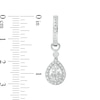 Thumbnail Image 2 of Pear-Shaped Lab-Created White Sapphire and 1/5 CT. T.W. Diamond Frame Drop Earrings in Sterling Silver