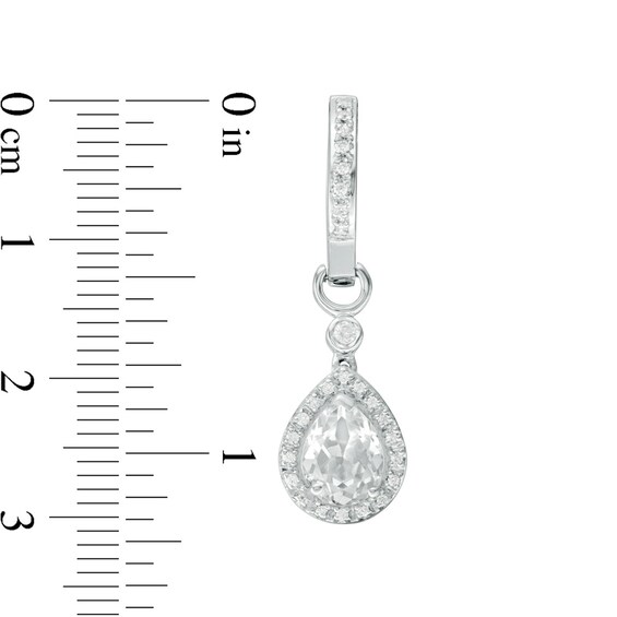 Pear-Shaped Lab-Created White Sapphire and 1/5 CT. T.w. Diamond Frame Drop Earrings in Sterling Silver