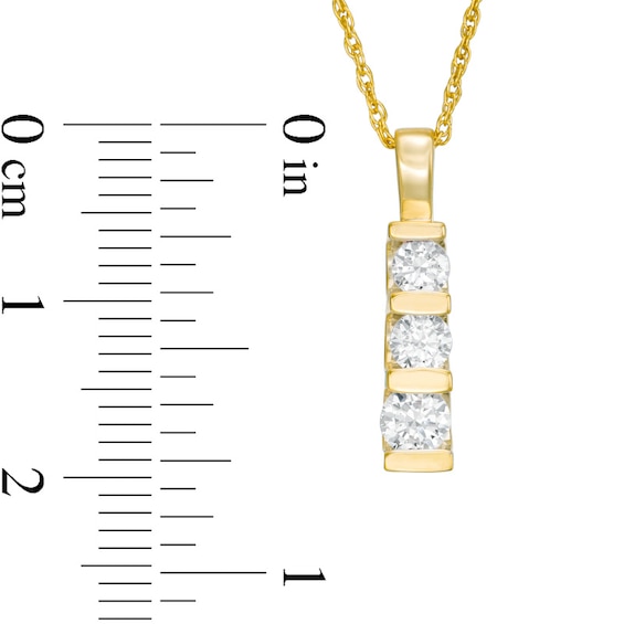 1/2 CT. T.w. Diamond Three Stone Linear Drop Pendant in 10K Gold