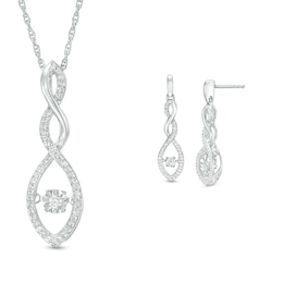Unstoppable Love™ 1/3 CT. T.W. Diamond Marquise Frame Twist Pendant and Drop Earrings Set in Sterling Silver