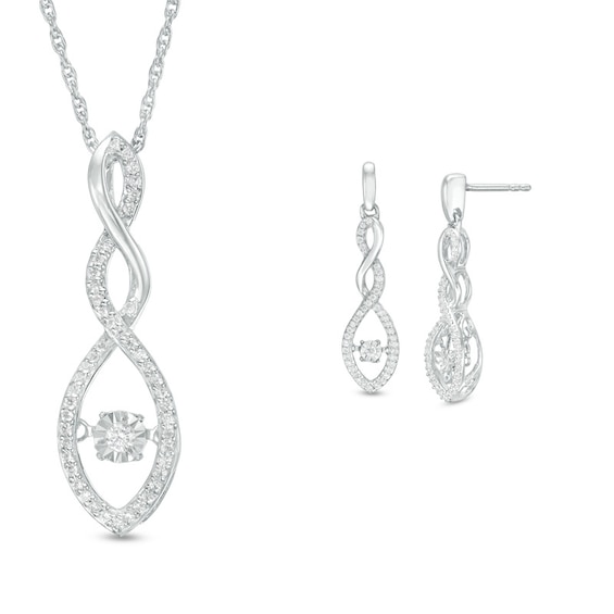Unstoppable Love™ 1/3 CT. T.w. Diamond Marquise Frame Twist Pendant and Drop Earrings Set in Sterling Silver