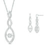 Thumbnail Image 0 of 0.30 CT. T.W. Diamond Marquise Frame Twist Pendant and Drop Earrings Set in Sterling Silver
