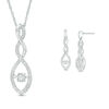 Thumbnail Image 1 of 0.30 CT. T.W. Diamond Marquise Frame Twist Pendant and Drop Earrings Set in Sterling Silver