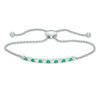 Thumbnail Image 0 of Lab-Created Emerald and White Sapphire Alternating Bolo Bracelet in Sterling Silver - 8.5"