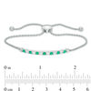 Thumbnail Image 1 of Lab-Created Emerald and White Sapphire Alternating Bolo Bracelet in Sterling Silver - 8.5"