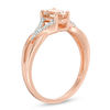 Thumbnail Image 1 of Oval Morganite and Diamond Accent Split Shank Ring in 10K Rose Gold