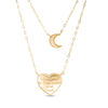 Thumbnail Image 1 of Heart and Moon Double Strand Necklace in 10K Gold