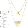 Thumbnail Image 1 of Heart and Moon Double Strand Necklace in 10K Gold